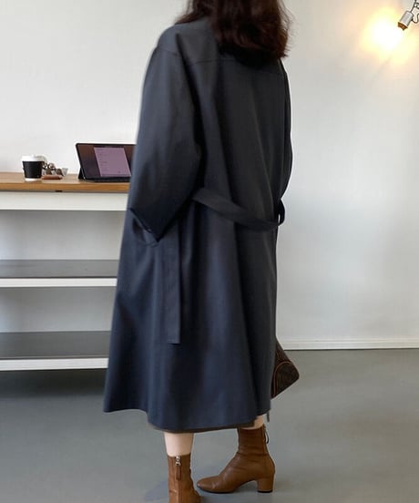 stand collar trench coat/2color