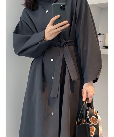stand collar trench coat/2color