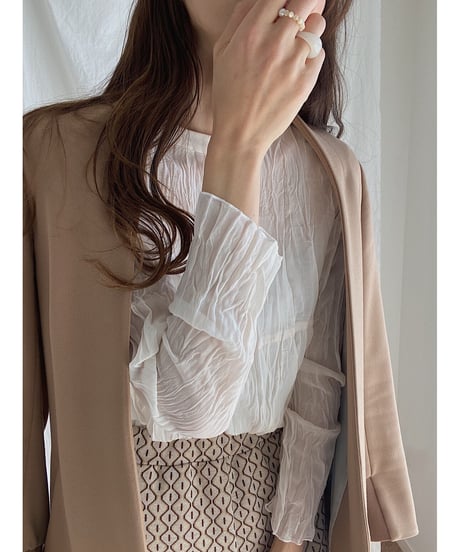 [OUTLET]chiffon pleats tops/4color（ネコポス対象）