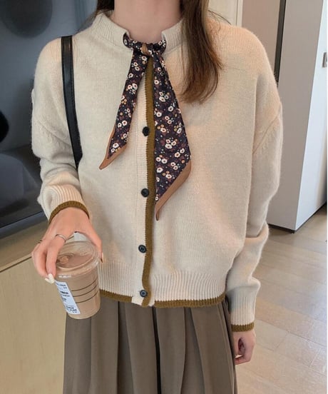 [OUTLET]scarf knit cardigan/3color