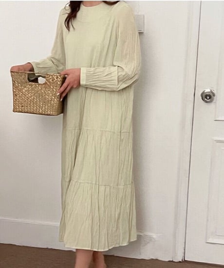 wrinkle chiffon one-piece/3color