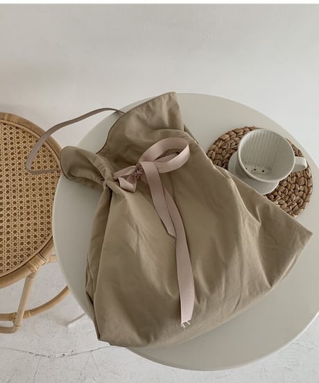 ribbon nylon tote bag/2color(ネコポス)