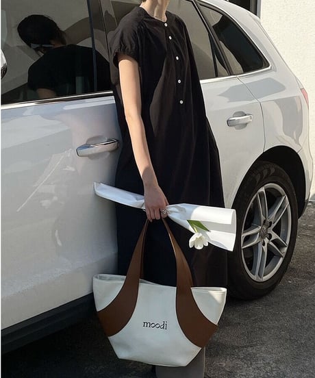 band collar french sleeve one-piece/3color