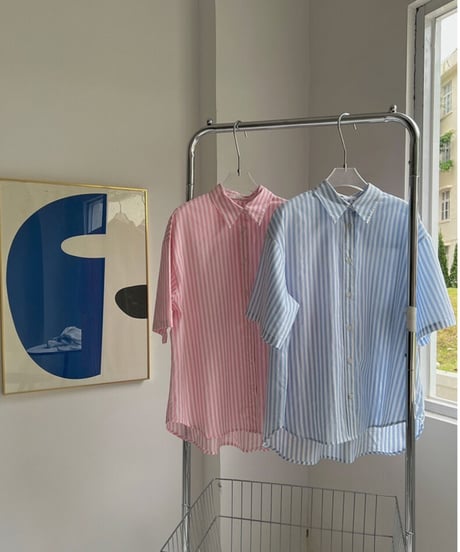 stripe half sleeve shirt/2color(ネコポス)