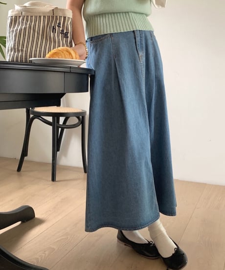 denim flare skirt