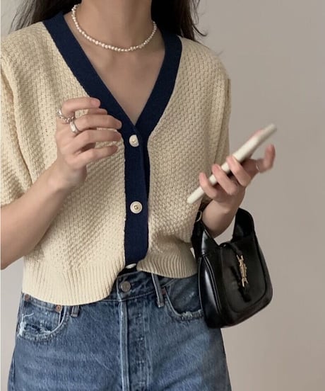 double color summer cardigan(half sleeve)/2color