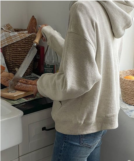 [OUTLET]waffle  half zip hoodie/3color