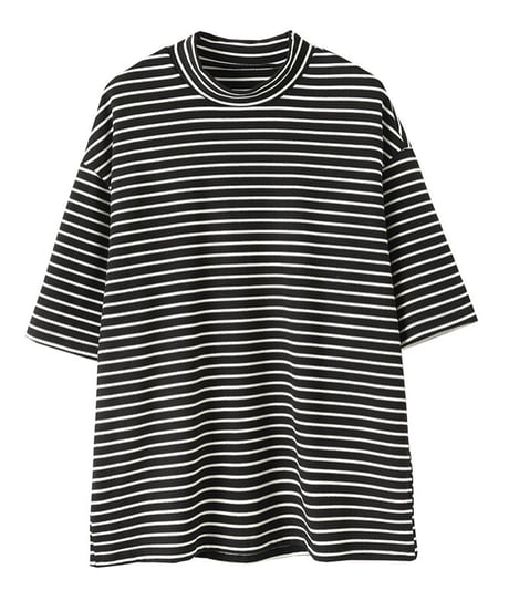 mock neck border T-shirt/2color(ネコポス)