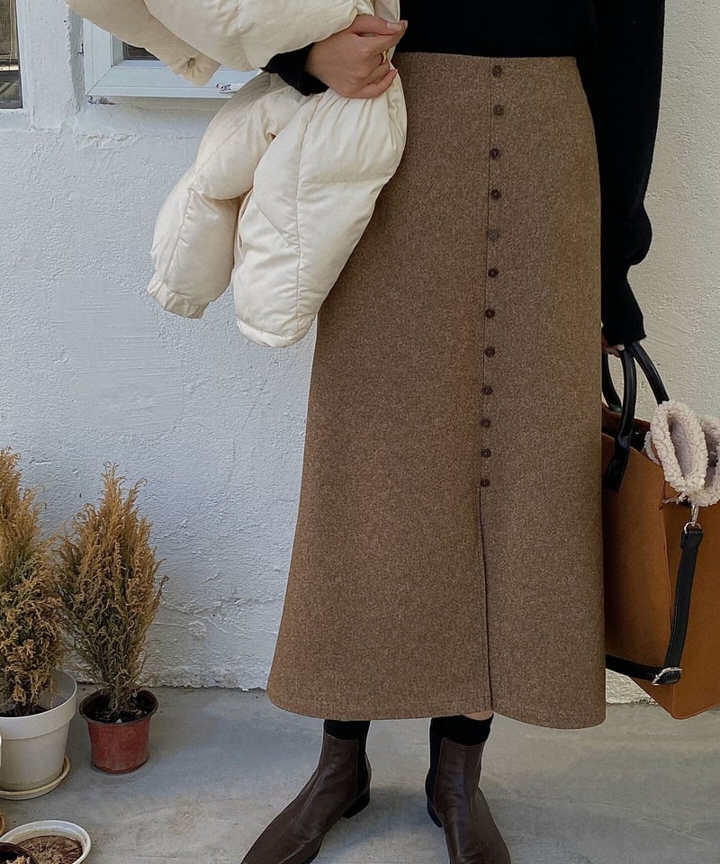 front button skirt/2color | as.style