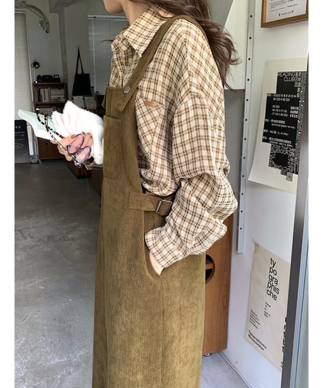 corduroy salopette one-piece/2color