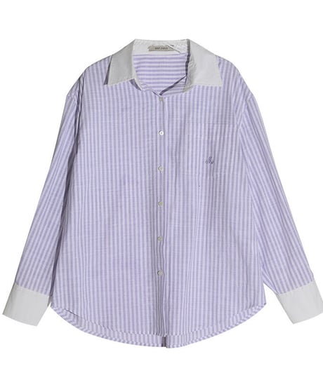 bi-color stripe shirt/2color