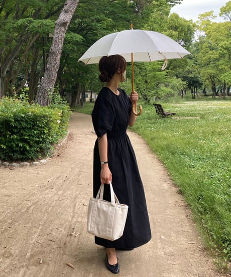 waist mark linen dress/3color