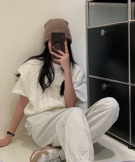 drop shoulder cable vest/5color