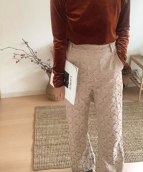 [ OUTLET]satin jacquard flare pants/2color