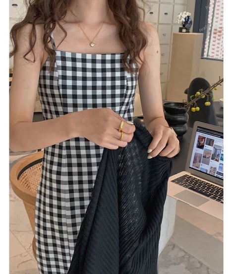 check camisole dress/2color