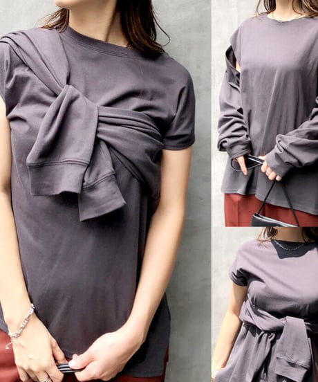 [OUTLET]3way sleeve slit Tee/2color