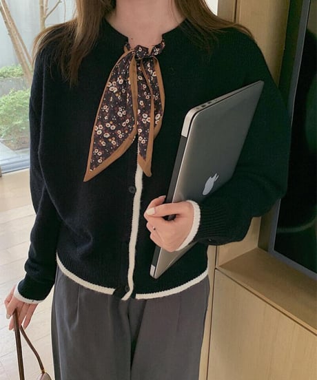 [OUTLET]scarf knit cardigan/3color