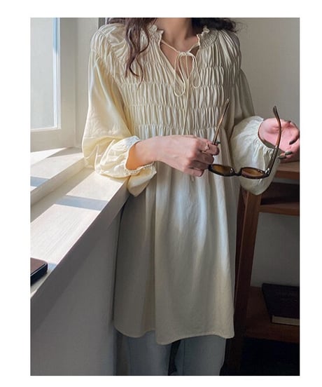 shirring gather tunic/2color