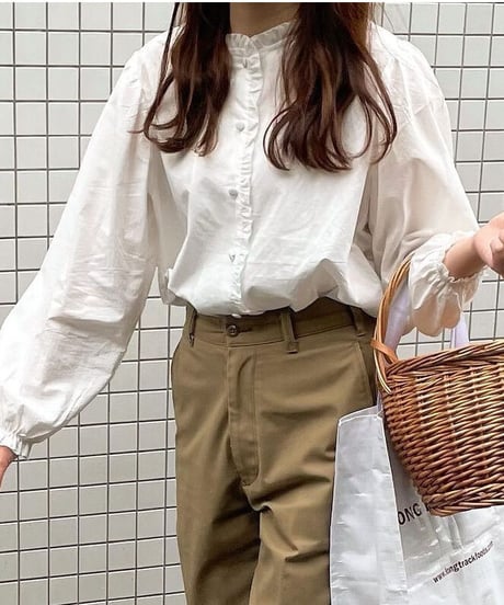 [OUTLET]frill volume sleeve blouse/2color