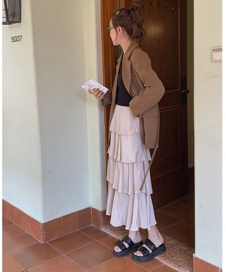 tiered long skirt/3color