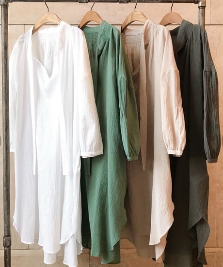 ribbon cotton tunic/4color