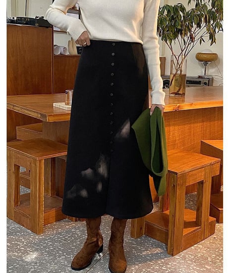 front button skirt/2color
