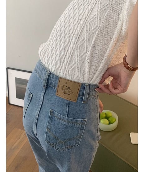 front pocket semi flare denim/2color