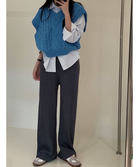 drop shoulder cable vest/5color