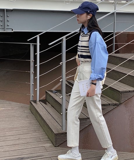 random border knit vest/2color