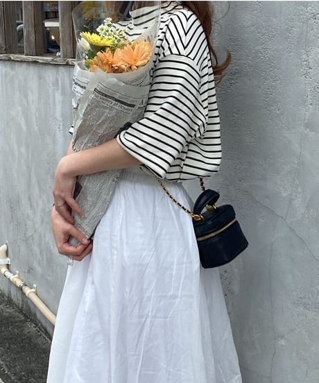 mock neck border T-shirt/2color(ネコポス)