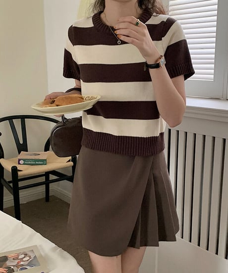 border knit tee/3color