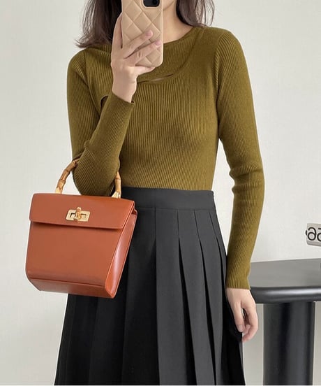 asymmetry rib knit/4color