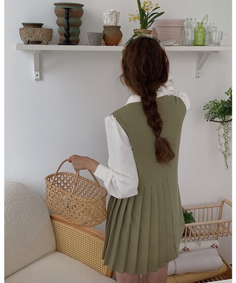 asymmetry vest one-piece/2color