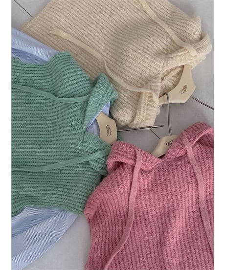 [OUTLET]hoodie knit vest/3color
