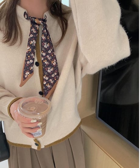[OUTLET]scarf knit cardigan/3color