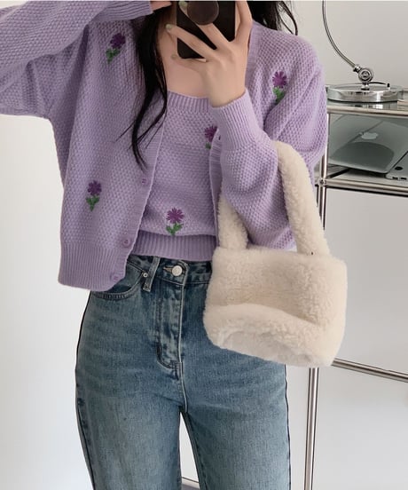 flower knit ensemble/3color