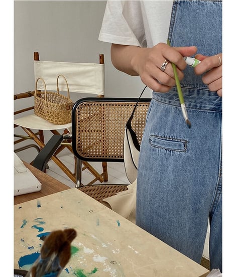 flare denim salopette/2color