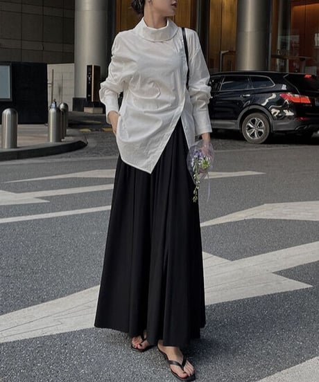 tuck flare maxi skirt/3color