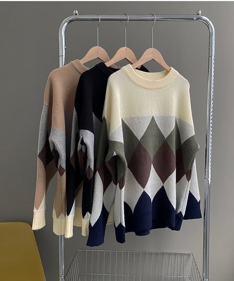 big diamond pattern knit/3color