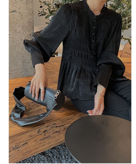 gather long cuffs blouse/3color