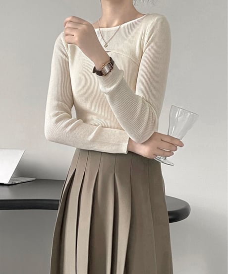 asymmetry rib knit/4color