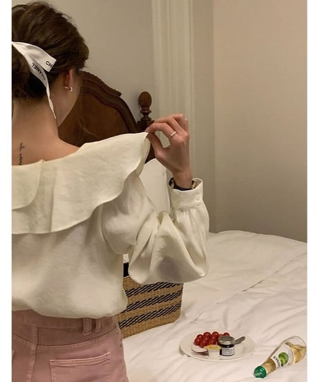 frill collar blouse/2color