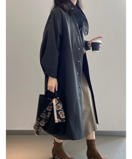 stand collar trench coat/2color