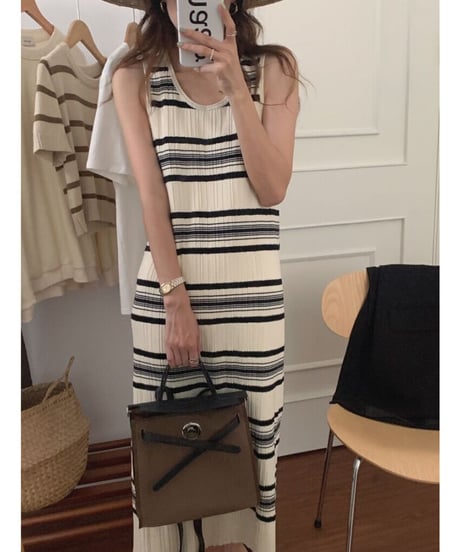 random border sleeveless OP/2color