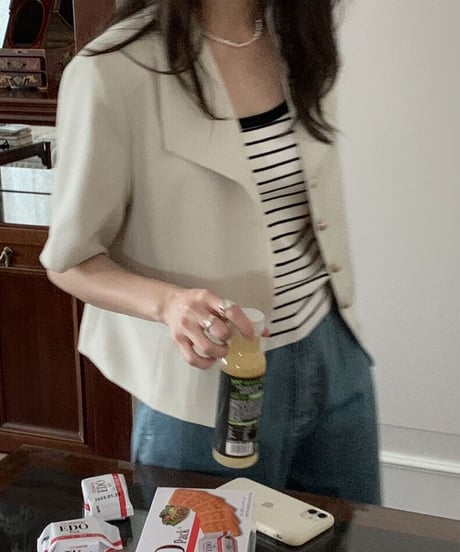 open collar jacket(half sleeve)/4color