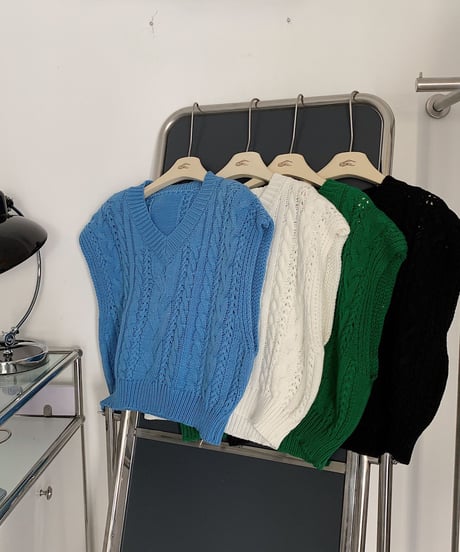 drop shoulder cable vest/5color