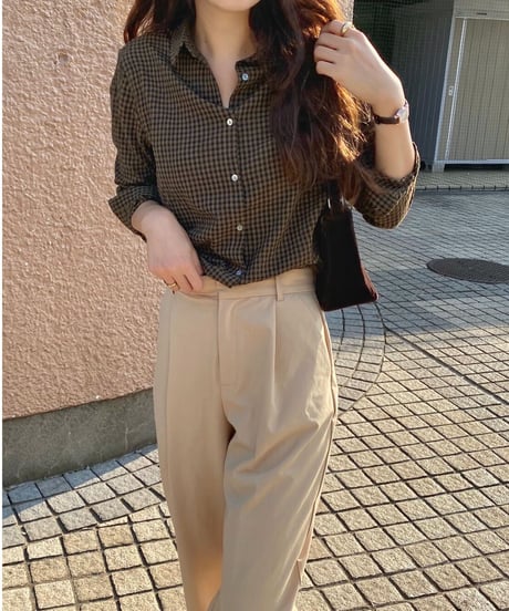 gingham check shirt/3color