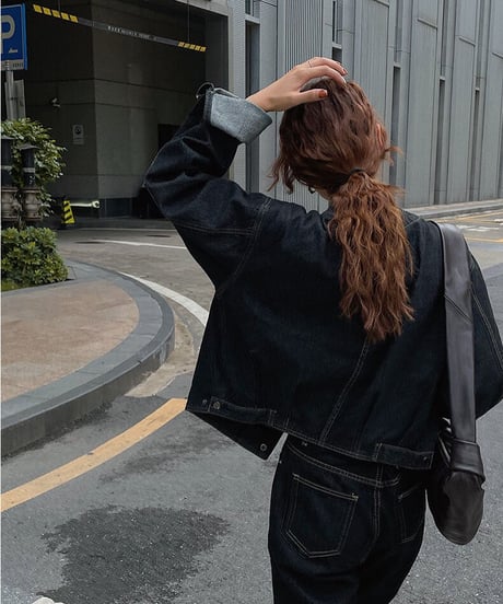 [OUTLET]no collar denim jacket/2color