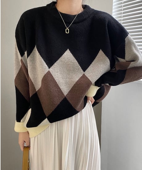 big diamond pattern knit/3color