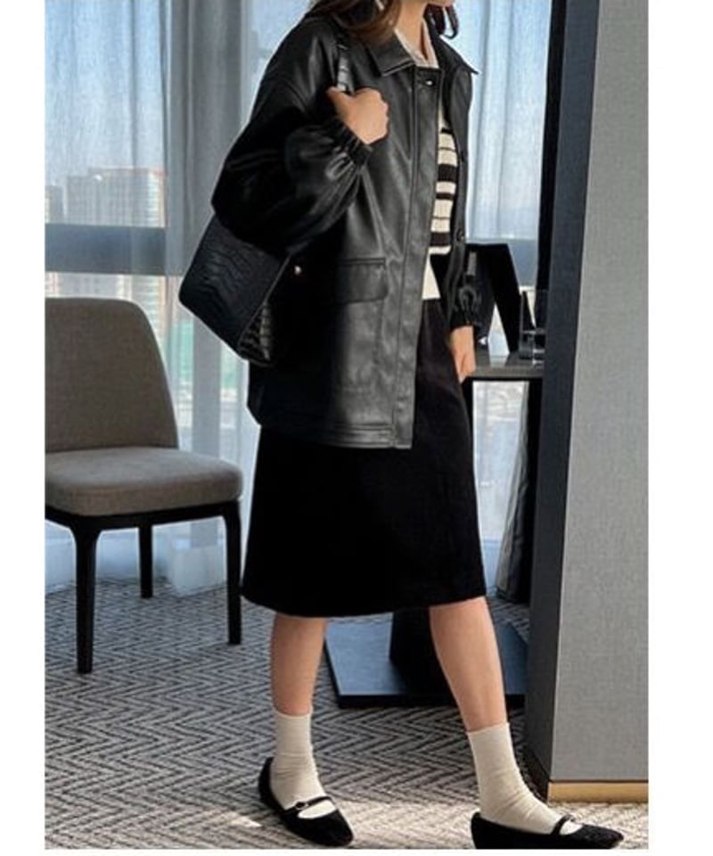 ジャケット・アウター eco leather jacket JaVaジャバ コラボ》高見えをプラスするシボ感！フェイクレザー